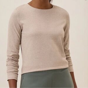 Pact Oat Heather Organic Cotton Long Sleeve Tee, XS